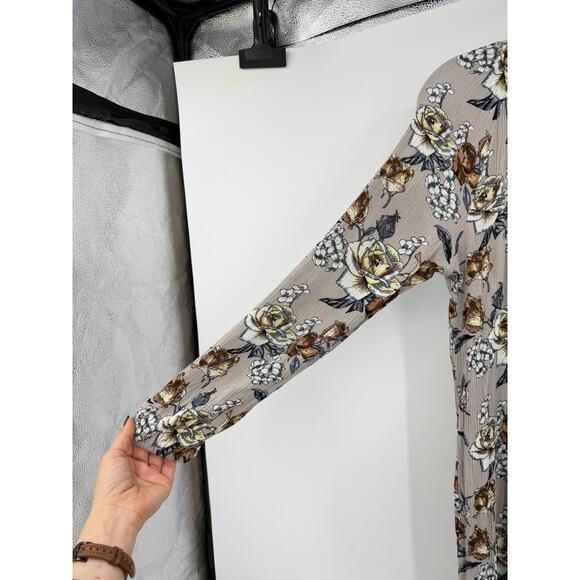 Natural Life Womens Amelia Rose Crinkle Midi Floral Dress Size L Boho Gray - Picture 5 of 11